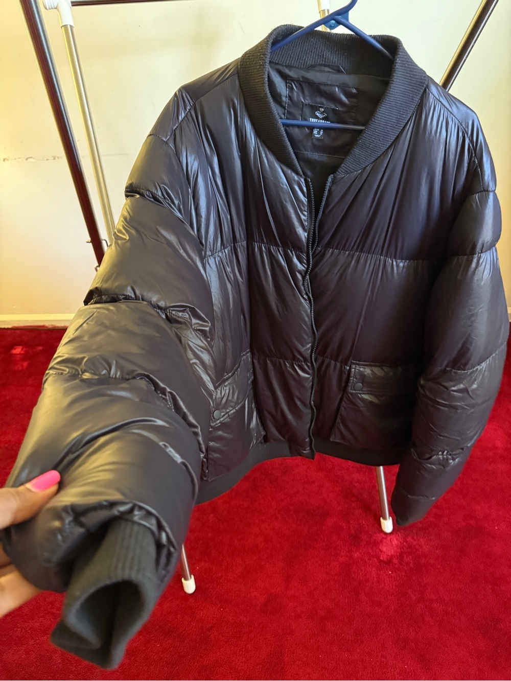 Women's Black Puffer Bomber Jacket